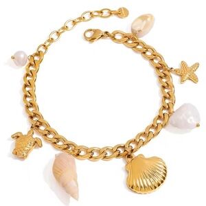 18k Gold-Plated Shell Charm Bracelet – Stainless Steel